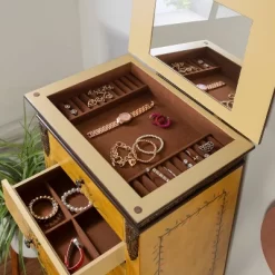 Beatrice Antique Parchment Hand Painted Jewelry Armoire - Powell Company -Cozy Living Deals Store GUEST e2e5afd7 c178 42fb 9098 e08edcb21e41