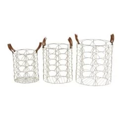 Set Of 3 Metal Storage Baskets Silver - Olivia & May
