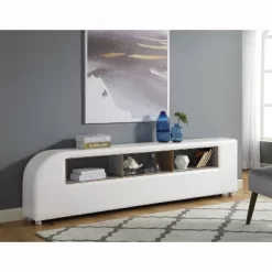 Full/Twin Tioga Upholstered Bookcase Bed White - MiBasics