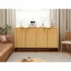 Aash 2-Doors Bamboo Cabinet With Black Metal Legs And 1 Adjustable Inner Shelves - The Pop Maison