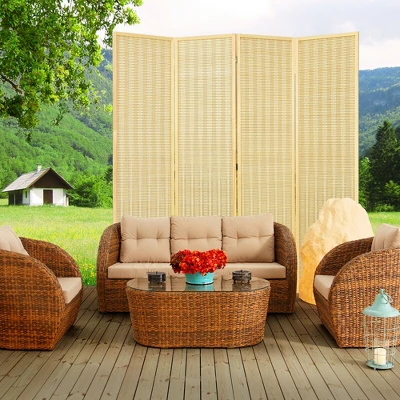 Costway 4 Panel Room Divider Screen Portable Folding 6 Ft Partition Screen 3 Costway 4 Panel Room Divider Screen Portable Folding 6 Ft Partition Screen - Image 3