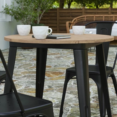 Merrick Lane Indoor/Outdoor Dining Table, 30" Round All Weather Poly Resin Top With Steel Base 3 Merrick Lane Indoor/Outdoor Dining Table, 30" Round All Weather Poly Resin Top With Steel Base - Image 3