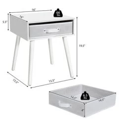 Costway Mid-Century Nightstand End Accent Bedside Table W/ Fabric Drawer Rustic White 11 Costway Mid-Century Nightstand End Accent Bedside Table W/ Fabric Drawer Rustic White -Cozy Living Deals Store GUEST e497672a 4ee5 4d24 a129 6dd84be8529d