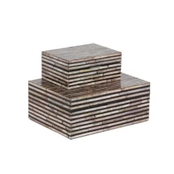 Set Of 2 Wooden Boxes With Pattern - Olivia & May -Cozy Living Deals Store GUEST e49e97ac a0f2 408f bbc0 800b60487e6e