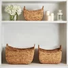 3pc Water Hyacinth Stackable Storage Baskets Natural - Haven Way
