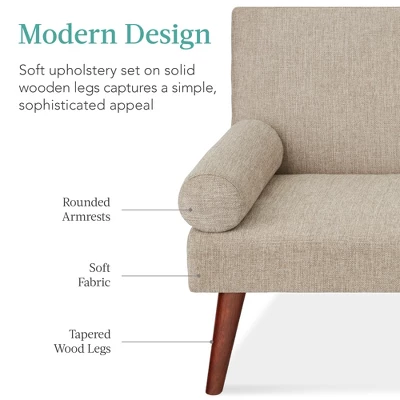 Best Choice Products Fabric Upholstered Convertible Futon W/ Rounded Armrests, Wooden Legs, 2 Cupholders 1 Best Choice Products Fabric Upholstered Convertible Futon W/ Rounded Armrests, Wooden Legs, 2 Cupholders