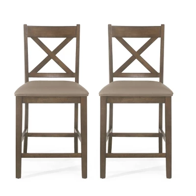 2pc Emory Farmhouse Upholstered Wood Counter Height Barstools - Christopher Knight Home 10 2pc Emory Farmhouse Upholstered Wood Counter Height Barstools - Christopher Knight Home - Image 10