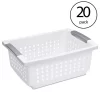 Sterilite Medium Sized Multipurpose Stackable Storage Basket Bin With Flip-Down Rails For Home And Office Organization, White (20 Pack)