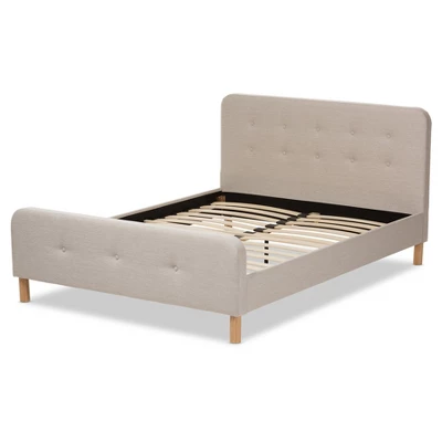 Full Samson Mid Century Fabric Upholstered Platform Bed Light Beige - Baxton Studio 2 Full Samson Mid Century Fabric Upholstered Platform Bed Light Beige - Baxton Studio - Image 2