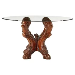 54" Dresden Dining Table Cherry Oak/Clear Glass - Acme Furniture