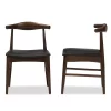 Set Of 2 Winton Mid Century Modern Walnut Wood Dining Chairs Black, Brown - Baxton Studio