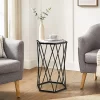 Costway End Table Tempered Glass Top Metal Frame Hexagonal Accent Side Table Living Room