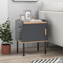 Costway Nightstand Bedside End Table With Door Cabinet For Living Room Bedroom