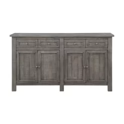 Keystone Rustic Farmhouse 4 Drawer 4 Door Storage Credenza/Sideboard Gray - Treasure Trove
