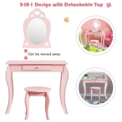 Costway Kids Vanity Set Princess Makeup Dressing Play Table Set W/Mirror -Cozy Living Deals Store GUEST e6de3c06 b0f9 4aff 92d7 72a942ebb3b7