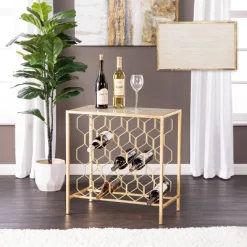 Venwynn Wine Storage Side Table Gold/Gray - Aiden Lane -Cozy Living Deals Store GUEST e6fdc9f0 5443 4485 af73 ecefb555f833