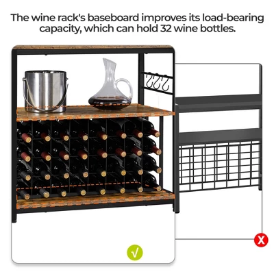 Yaheetech 65" Wine Bakers Rack Freestanding Wine Rack With Glass Holder And Wine Storage, Rustic Brown 6 Yaheetech 65" Wine Bakers Rack Freestanding Wine Rack With Glass Holder And Wine Storage, Rustic Brown - Image 6