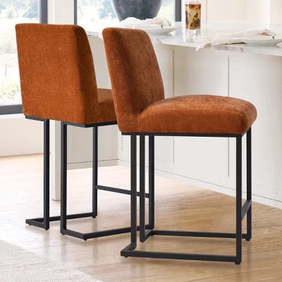 Set Of 2 Mason 25" Contemporary Armless Upholstered Fabric With Black Metal Sled Legs Counter Height Barstools-The Pop Maison 11 Set Of 2 Mason 25" Contemporary Armless Upholstered Fabric With Black Metal Sled Legs Counter Height Barstools-The Pop Maison - Image 11