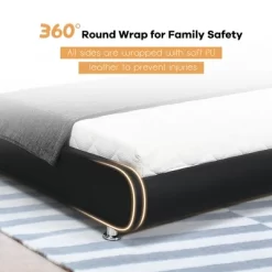 Costway Full Faux Leather Upholstered Platform Bed Adjustable Headboard Black -Cozy Living Deals Store GUEST e818157d 3b28 444d 95e9 dc57c1c24fc7