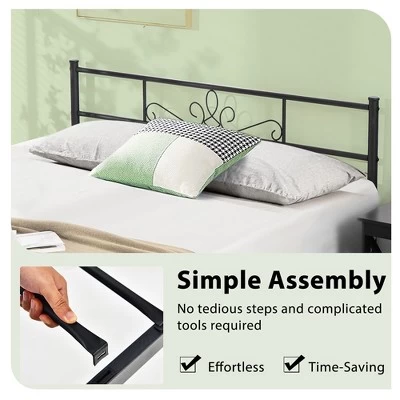 Costway Twin/Queen/Full Metal Platform Bed Frame With Headboard And Footboard No Box Spring Needed 6 Costway Twin/Queen/Full Metal Platform Bed Frame With Headboard And Footboard No Box Spring Needed - Image 6