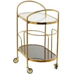 Contemporary Metal And Smoke Glass Bar Cart Gold - Olivia & May -Cozy Living Deals Store GUEST e8ad2bee 312a 4540 9eba e8b132435e54