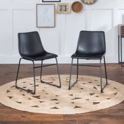 Set Of 2 Laslo Modern Upholstered Faux Leather Dining Chairs - Saracina Home -Cozy Living Deals Store GUEST e921ecff 5d1c 46bf 8a40 c3330f7f710d