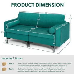 Costway Modern Loveseat 2-Seat Sofa Couch W/ 2 Bolsters Side Storage Pocket Teal 11 Costway Modern Loveseat 2-Seat Sofa Couch W/ 2 Bolsters Side Storage Pocket Teal -Cozy Living Deals Store GUEST e92619a2 c724 4d70 8894 8557c59fa2a5