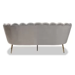 Genia Velvet Fabric Upholstered And Metal Sofa Gray/Gold - Baxton Studio -Cozy Living Deals Store GUEST e94ee164 922f 488c a41c 812c00325128