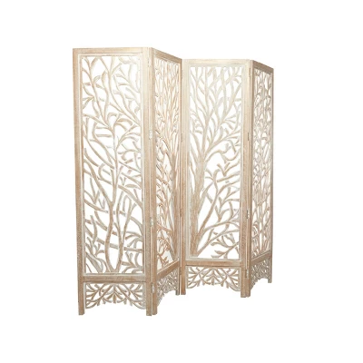 Modern Farmhouse Mdf Room Divider Screen Brown - Olivia & May 4 Modern Farmhouse Mdf Room Divider Screen Brown - Olivia & May - Image 4