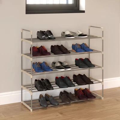 Hastings Home Five-Tier 30-Pair Shoe Storage Rack 3 Hastings Home Five-Tier 30-Pair Shoe Storage Rack - Image 3