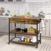 Yaheetech 3-Tier Rolling Kitchen Island Utility Kitchen Cart With Storage Drawer & Shelves