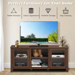 Costway TV Stand Entertainment Center For TV's Up To 65'' W/ Storage Cabinets Walnut -Cozy Living Deals Store GUEST ea671e16 b168 4b87 a679 19bb1a67a97c