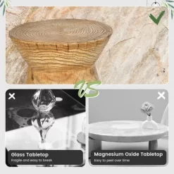 Costway 17'' Concrete Accent Side Table Hourglass Wood-like End Table Plant Stand Stool -Cozy Living Deals Store GUEST ea8d5fb5 a698 4070 8461 c25aac320500