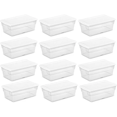 Sterilite 6 Quart Clear Plastic Stacking Storage Container Tote With White Lid For Garage, Kitchen, And Closet Organization 7 Sterilite 6 Quart Clear Plastic Stacking Storage Container Tote With White Lid For Garage, Kitchen, And Closet Organization - Image 7