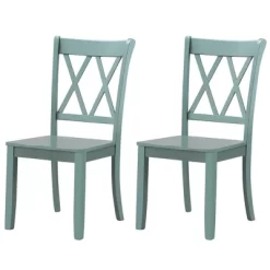 Costway Set Of 2 Wood Dining Chair Cross Back Dining Room Side Chair Mint Green Home Kitchen -Cozy Living Deals Store GUEST ead99f77 5a06 4076 9317 56bd443e93bf
