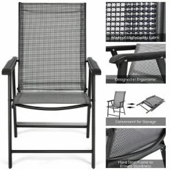 Costway 2PCS Folding Chairs Steel Frame Patio Garden Outdoor W/ Armrest & Footrest -Cozy Living Deals Store GUEST eadc6f30 1f7c 4cb9 b231 ed06453776a8