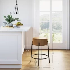 24" Isaac Upholstered Backless Barstool - Nathan James