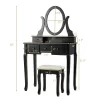 Costway Vanity Set Makeup Dressing Table W/5 Drawers 12 LED Bulb Black