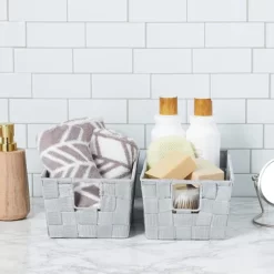 Farmlyn Creek Grey Woven Basket For Bathroom, Closet And Pantry Storage Organizer (11.4 X 6.5 X 4.5 In)