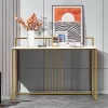 Costway 47'' Console Table Modern Steel Frame Storage Shelf For Entryway Living Room