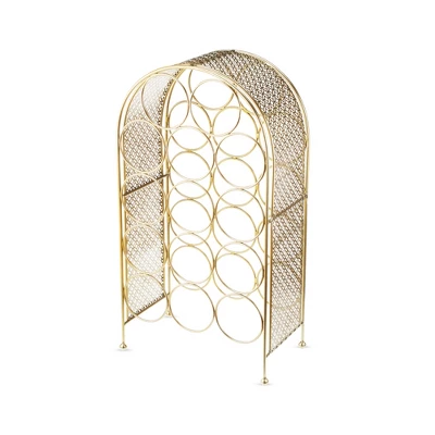 Twine Trellis Wine Rack, Holds 14 Bottles, Gold Countertop Wine Storage, Cast Iron 2 Twine Trellis Wine Rack, Holds 14 Bottles, Gold Countertop Wine Storage, Cast Iron - Image 2