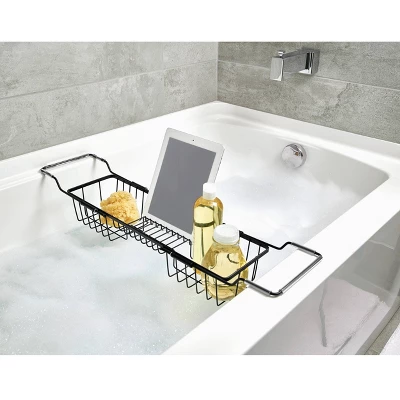 Everett Adjustable Over Bathtub Caddy Matte Black - IDESIGN 2 Everett Adjustable Over Bathtub Caddy Matte Black - IDESIGN - Image 2