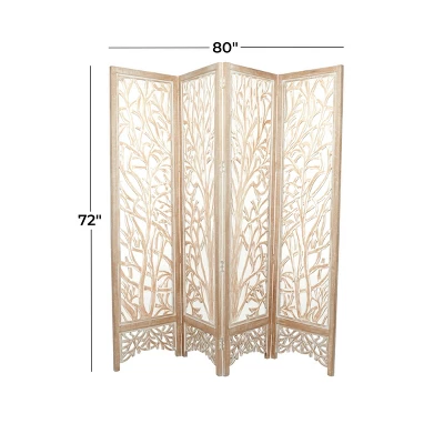 Modern Farmhouse Mdf Room Divider Screen Brown - Olivia & May 5 Modern Farmhouse Mdf Room Divider Screen Brown - Olivia & May - Image 5
