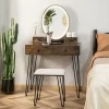 Costway Industrial Vanity Makeup Dressing Table Padded Stool Set 3-Color Lighted Mirror