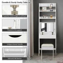 Costway Vanity Set Makeup Dressing Table W/Flip Top Mirror Hooks Shelves -Cozy Living Deals Store GUEST ecb95da1 d3e9 4a20 8bcc 13b7a65a339e