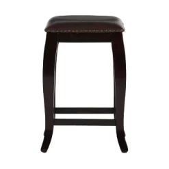 San Francisco Backless Faux Leather Counter Height Barstool Wood Brown - Linon