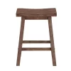 Wooden Frame Saddle Seat Counter Height Stool Brown - Benzara
