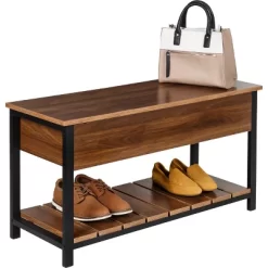 Honey-Can-Do Shoe Storage Bench Walnut