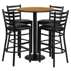 Emma And Oliver 30" Round Laminate Table Set With 4 Ladder Back Metal Stools -Cozy Living Deals Store GUEST eeb3dc01 fb51 4675 b1d1 21b405196e40