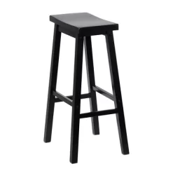 PJ Wood Classic Saddle-Seat 29" Tall Kitchen Counter Stools For Homes, Dining Spaces, And Bars With Backless Seats And 4 Square Legs, Black (4 Pack) -Cozy Living Deals Store GUEST f075c348 9430 47a8 af31 48f2a53a550a